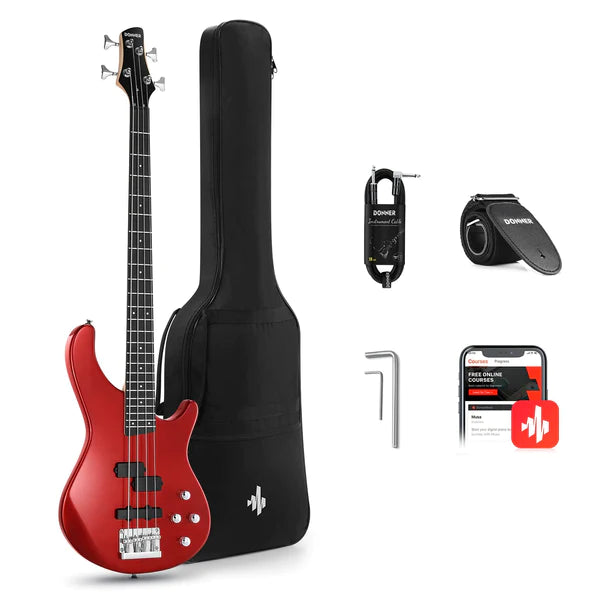 Donner DPJ-100R Electric Bass - Red