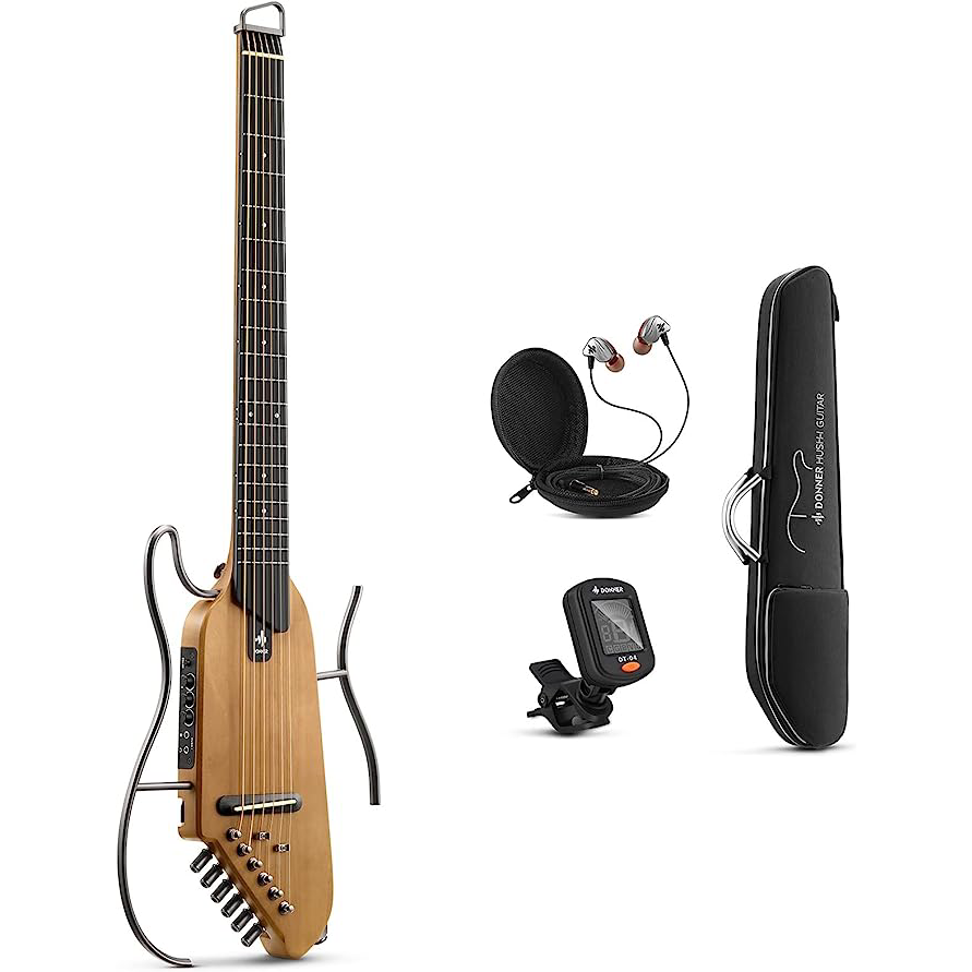 Donner HUSH-I Acoustic Electric Travel Silent Guitar - Maple Natural