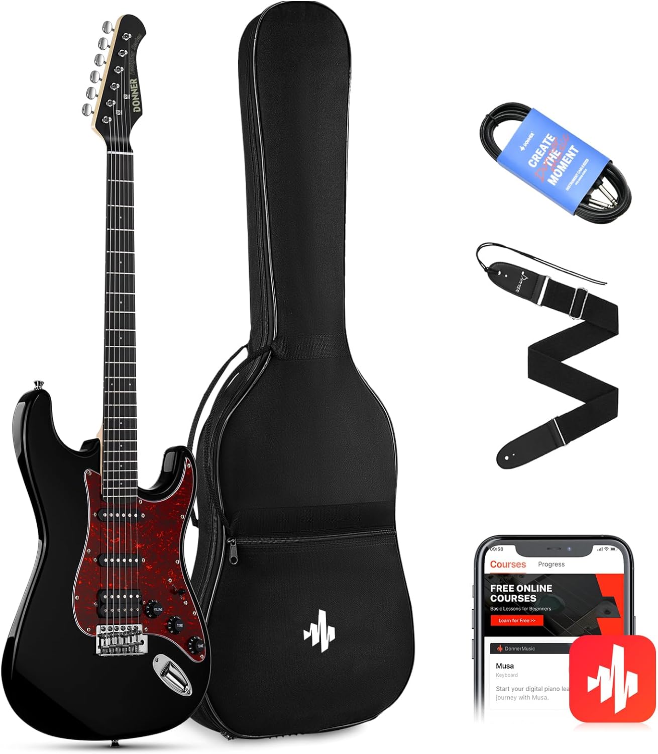 Donner DST-200 Electric Guitar - Black