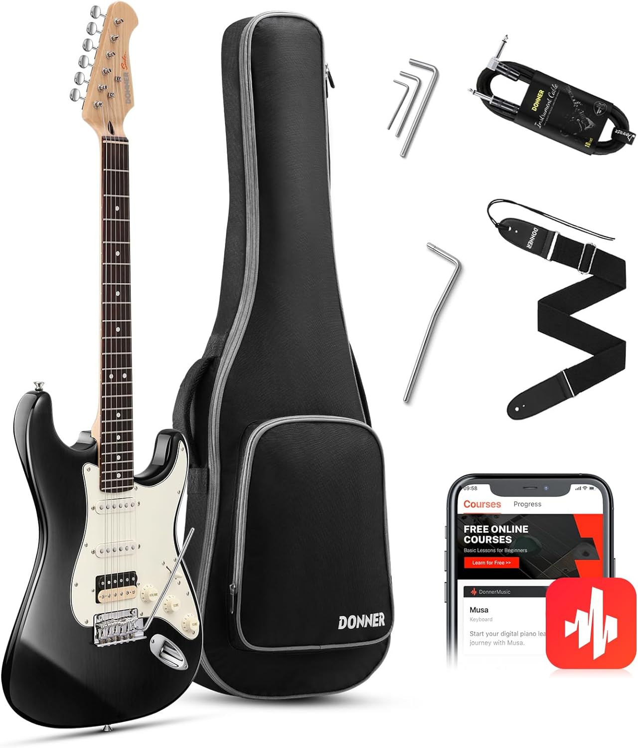 Donner DST-400 Electric Guitar - Black