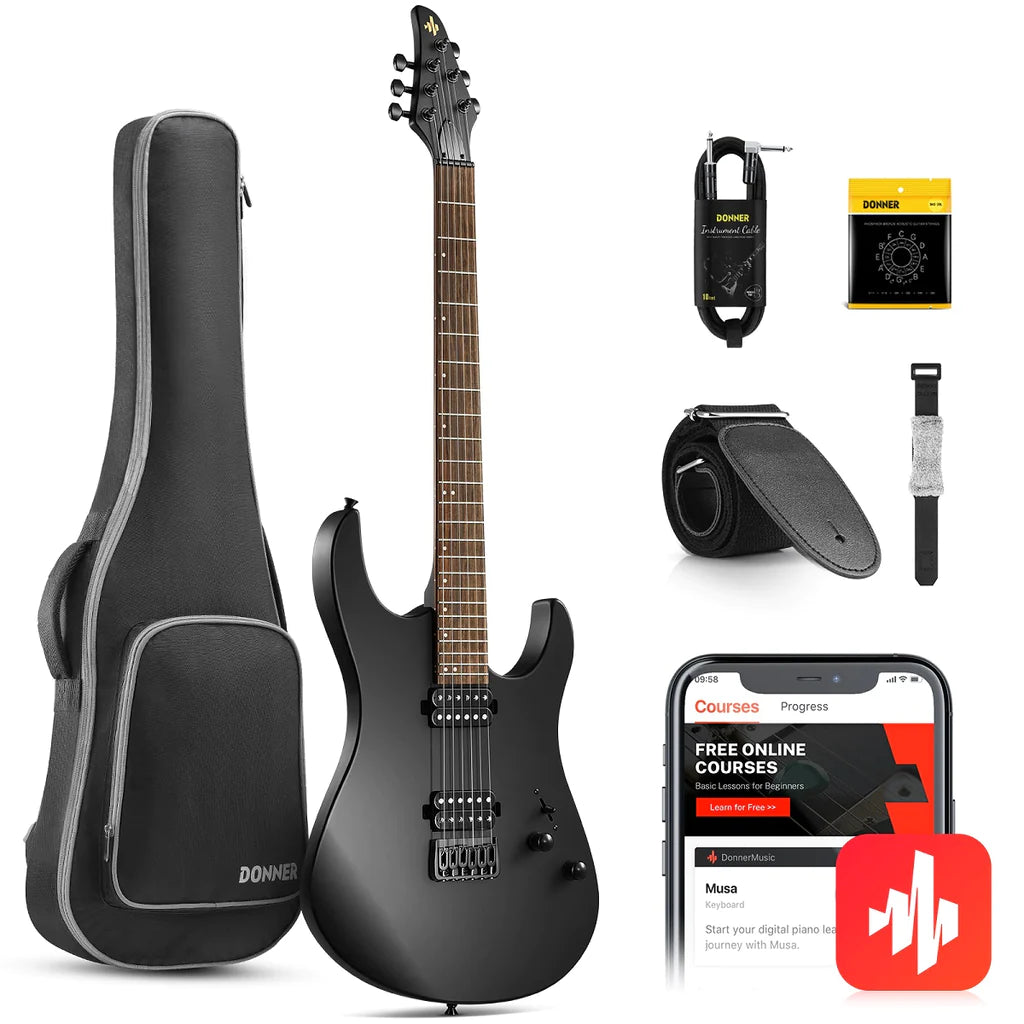 Donner DMT-100B Electric Guitar - Matte Black