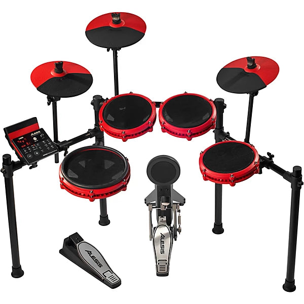 Alesis NITRO MAX KIT Red Edition  Eight Piece Electronic Drum Kit with Mesh Heads and Bluetooth