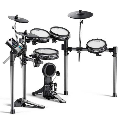Donner Beat Electronic Drums Set, Electronic Drum Kit with Quiet Mesh Drum Pads, 12″ Cymbals w/Choke, 100 Kits and 1100+ Sounds, Sticks, USB MIDI, Donner Play app (5 Pads, 3 Cymbals)