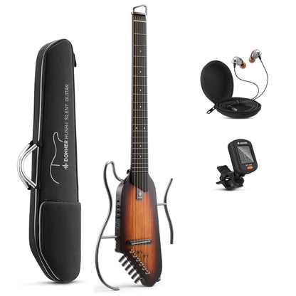 Donner HUSH-I Acoustic Electric Travel Silent Guitar - Mahogany Sunburst