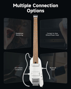 Donner Hush-X Pro Electric Guitar Travel Kit - Metallic White