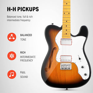 Donner DJC-1000S TL Thinline F Hole Electric Guitar - Sunburst