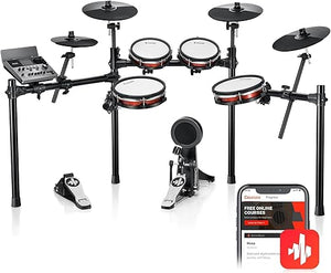 Donner DED-300X Electronic Drum Set, Electric Drum Kit with 10″ Quiet Mesh Drum Pad, 12″ Crash Cymbals, 100 Kits, 900+ Sounds and 50 Demo Songs, Sticks, USB MIDI, DONNER PLAY app (5 Pads, 4 Cymbals)