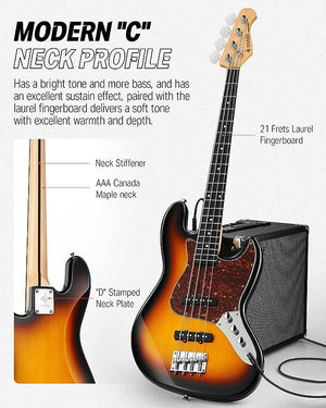 Donner DJB-510D Electric Bass - Sunburst