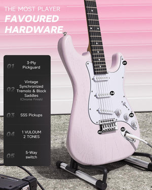 Donner DST-80 Electric Guitar - Shell Pink