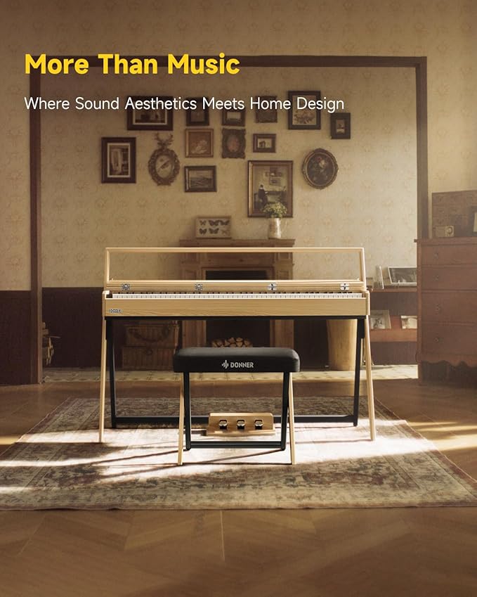 Donner OURA R300 88 Key Weighted Keyboard untuk Tingkat Lanjut, Piano Digital Rumah dengan 88 Keys Graded Hammer Keyborad Standar, Bluetooth, LOKAL OFF, 2*15W, Half-pedal, Polifoni 256, Warna Light Wood