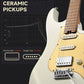 Donner DST-550 White, 39-inch ST Gitar Elektrik, H-S-S Pickup, Solid Double-Cut Poplar Body