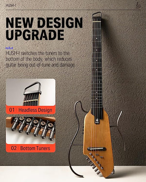 Donner HUSH-I Acoustic Electric Travel Silent Guitar - Maple Natural