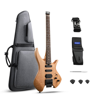 Donner HLX-500 Headless Electric Guitar - Wooden / Natural