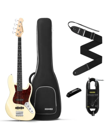 Donner DJB-510B Electric Bass - Olympic White