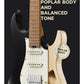 Donner DST-550 Black, 39-inch ST Gitar Elektrik, H-S-S Pickup, Solid Double-Cut Poplar Body
