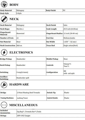 Donner DST-700 Electric Guitar HH - Black