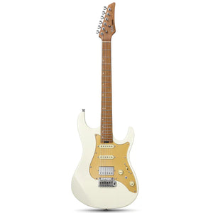 Donner DST-550 White, 39-inch ST Gitar Elektrik, H-S-S Pickup, Solid Double-Cut Poplar Body