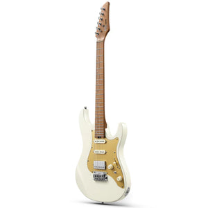 Donner DST-550 White, 39-inch ST Gitar Elektrik, H-S-S Pickup, Solid Double-Cut Poplar Body