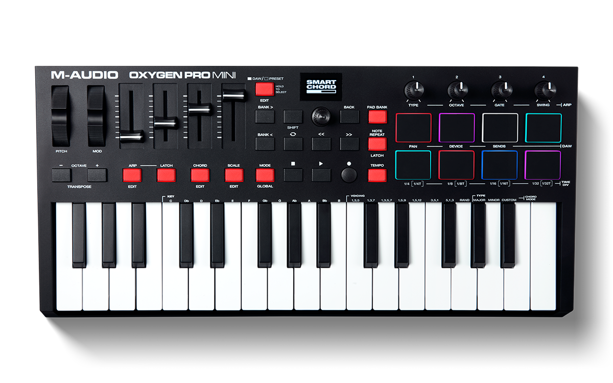 M-Audio Oxygen Pro Mini Powerful, 32-Mini-key USB MIDI Controller with Smart Controls and Auto-mapping