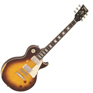 Electric Guitar Vintage V100 ICON ~ Distressed Tobacco Sunburst V100MRTSB
