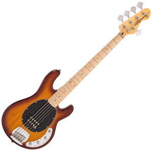 Vintage V965TSB ReIssued 5-String Active Bass ~ Flamed Tobacco Sunburst