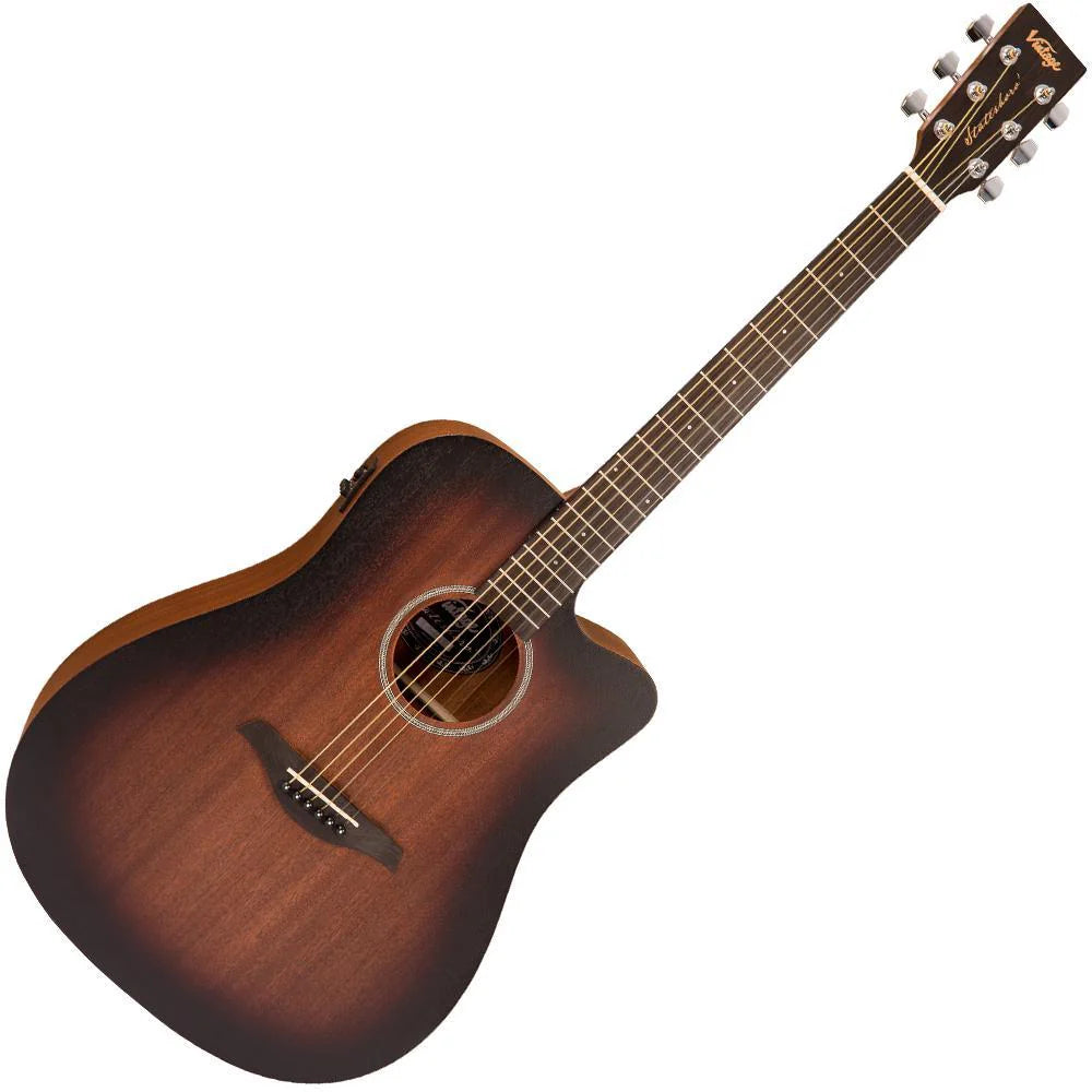 Vintage VE440WK Statesboro Dreadnought Electro-Acoustic Guitar ~ Whisky Sour