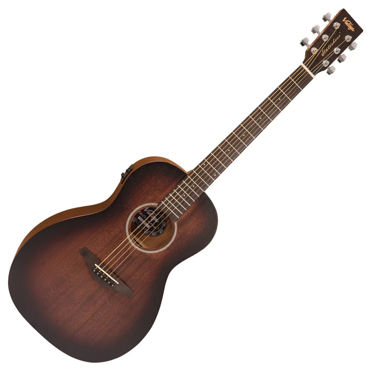 Vintage VE880WK Statesboro Parlour Elecrto-Acoustic Guitar ~ Whisky Sour