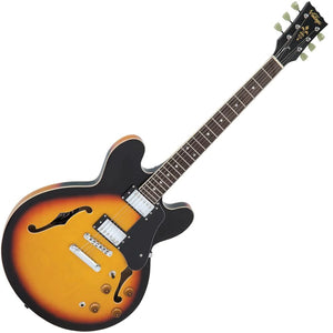 Vintage VSA500SB ReIssued Semi Acoustic Guitar ~ Sunburst