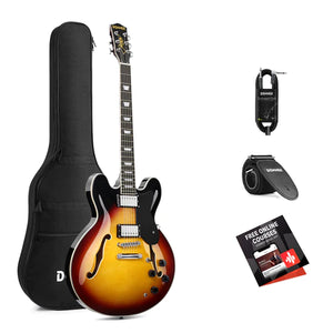 Donner DJP-1000S Sunburst Gitar Elektrik Semi-Hollow