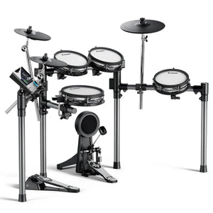 Donner Beat Electronic Drums Set, Electronic Drum Kit with Quiet Mesh Drum Pads, 12″ Cymbals w/Choke, 100 Kits and 1100+ Sounds, Sticks, USB MIDI, Donner Play app (5 Pads, 3 Cymbals)