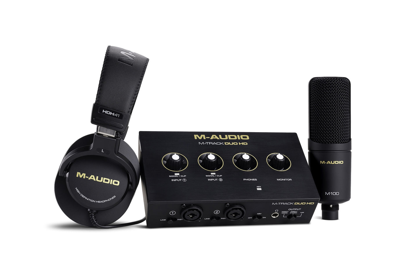 M-Audio M-Track Duo HD Producer Pack - Pro-grade 24-bit/192kHz 2-in/2-out USB-C audio interface for Mac, PC, iOS, and Android