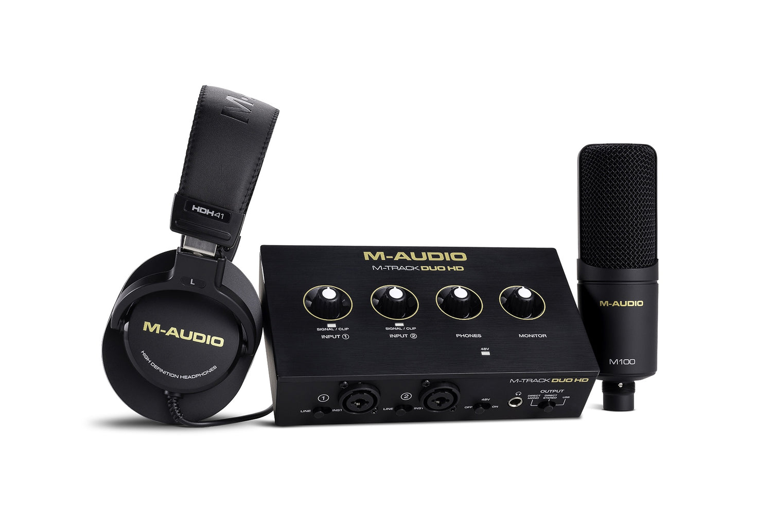 M-Audio M-Track Duo HD Producer Pack - Pro-grade 24-bit/192kHz 2-in/2-out USB-C audio interface for Mac, PC, iOS, and Android