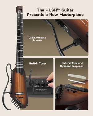 Donner HUSH-C Portable Electric Classic Silent Guitar - Black