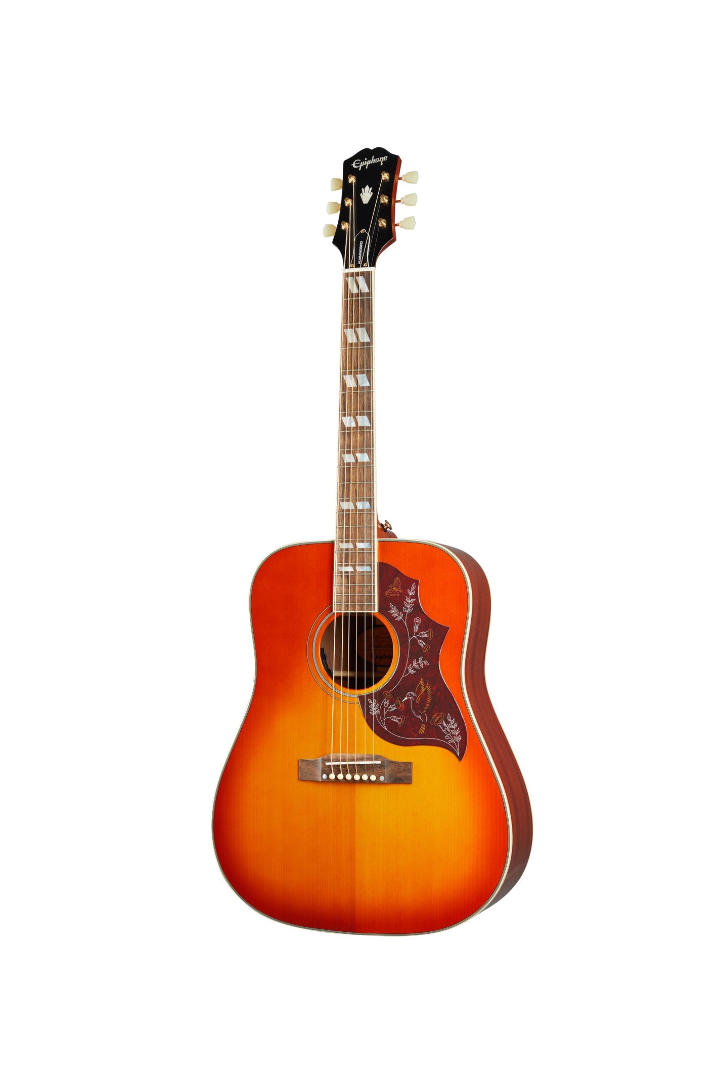 Epiphone Hummingbird All Solid Wood Fishman Sonitone - Aged Cherry Sunburst Gloss